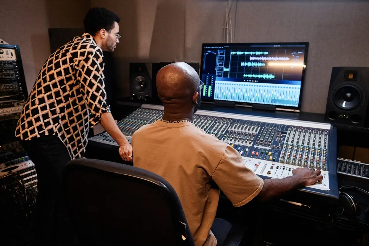 Vampr is your #1 source for audio production services! Find Talented Band Members Anywhere. Access Music Business Insiders, Curate Your Community Digitally! Mature African American producer and young singer creating music track using mixing console in recording studio By Pressmaster